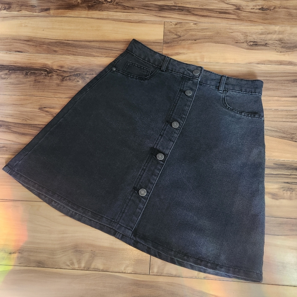 Noisy May Sunny Short A-line Skirt Black Denim Size M
